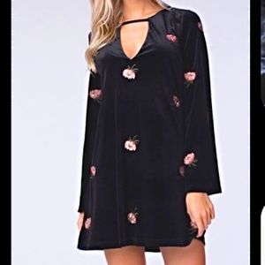 Honey Belle BLUE floral long sleeve mini shift